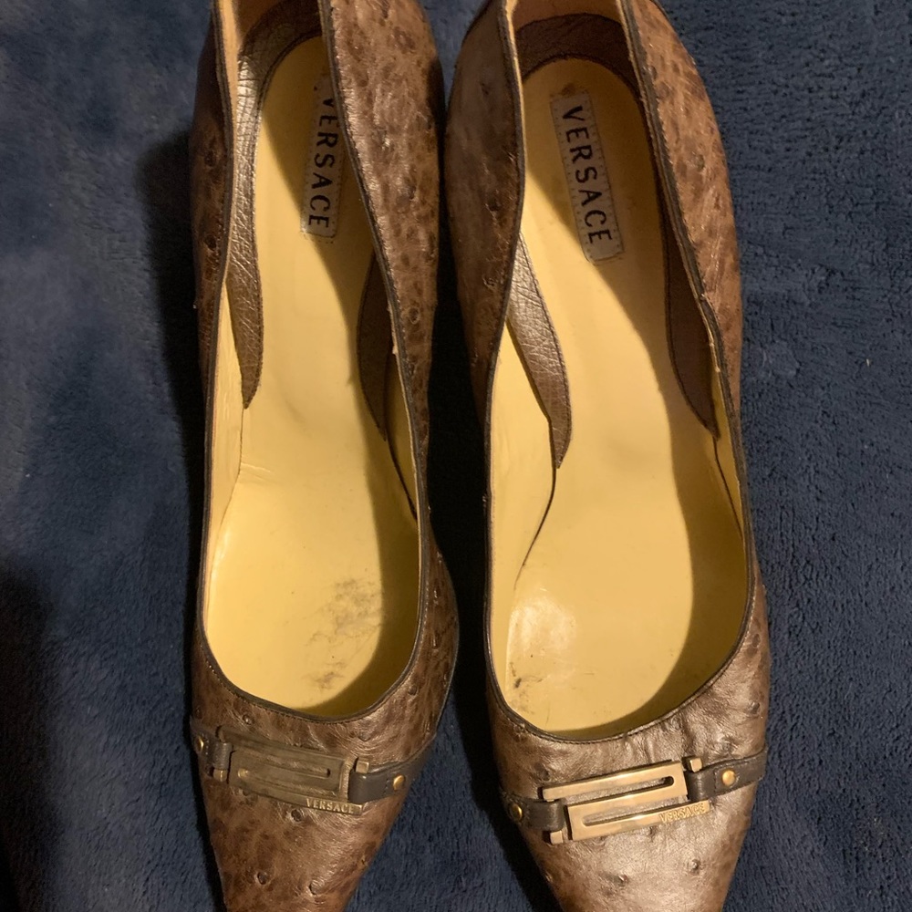 Versace ostrich pumps